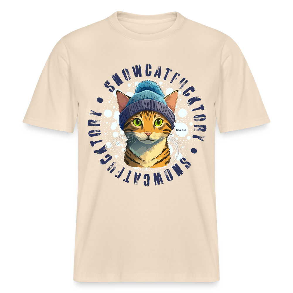Unisex Bio-T-Shirt mit SNOWCATFUCKTORY PRINT - Weißgrau
