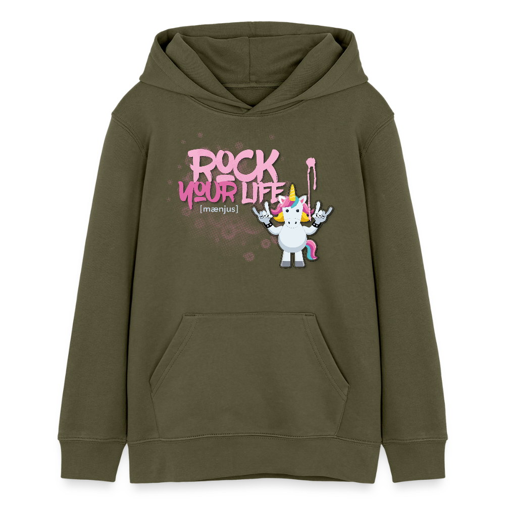 Teens Bio-Hoodie mit ROCK YOUR LIFE PRINT - Khaki