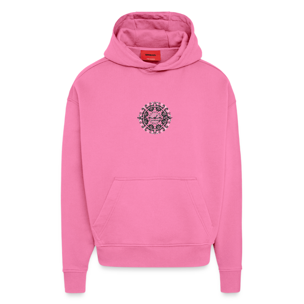 Heavyweight Oversized Organic Hoodie Made in EU mit Mandala Vibes Print - AURA PINK