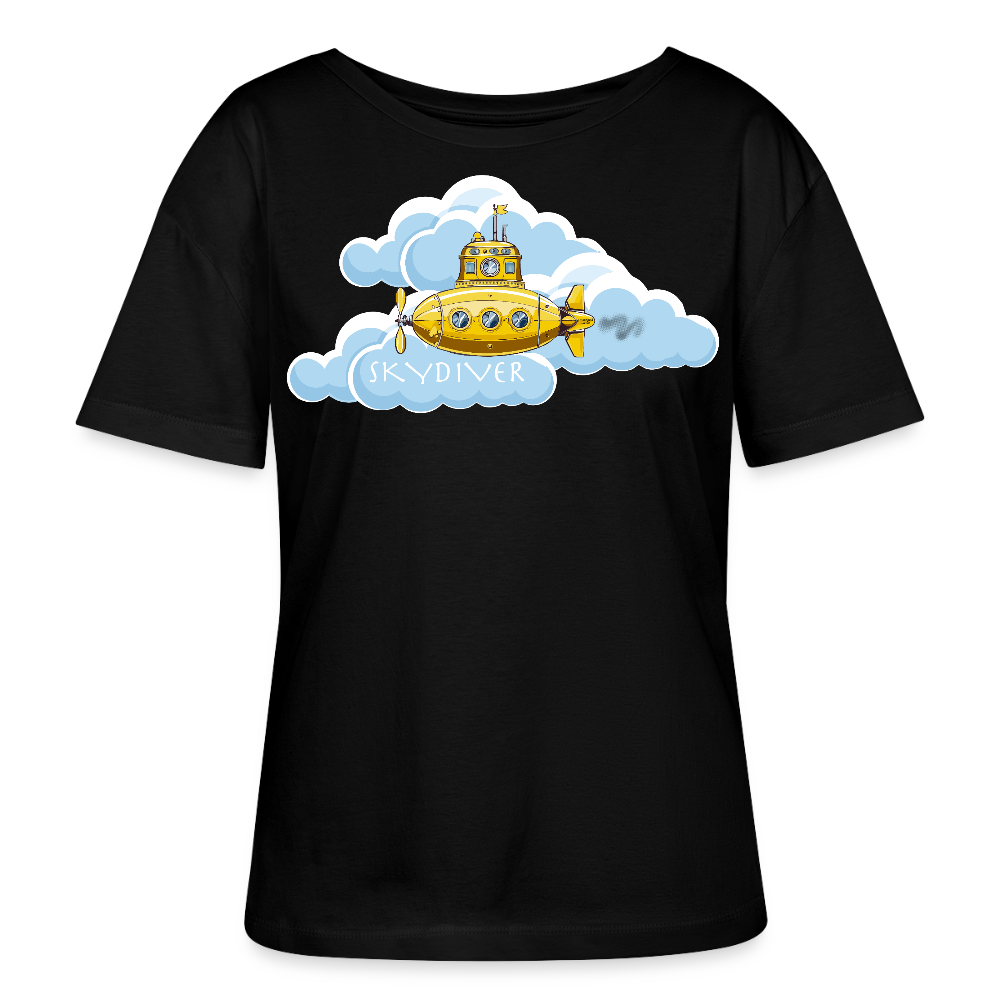 Frauen T-Shirt mit SKYDIVER PRINT - Schwarz
