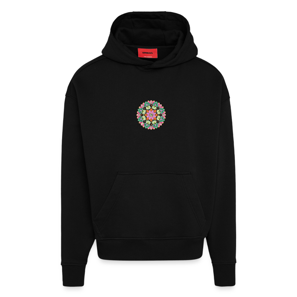 Heavyweight Oversized Organic Hoodie Made in EU mit Mandala Vibes Print - SOLID BLACK