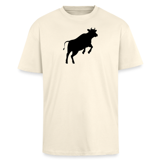 Heavy Oversize T-Shirt mit JUMPING COW PRINT - Creme