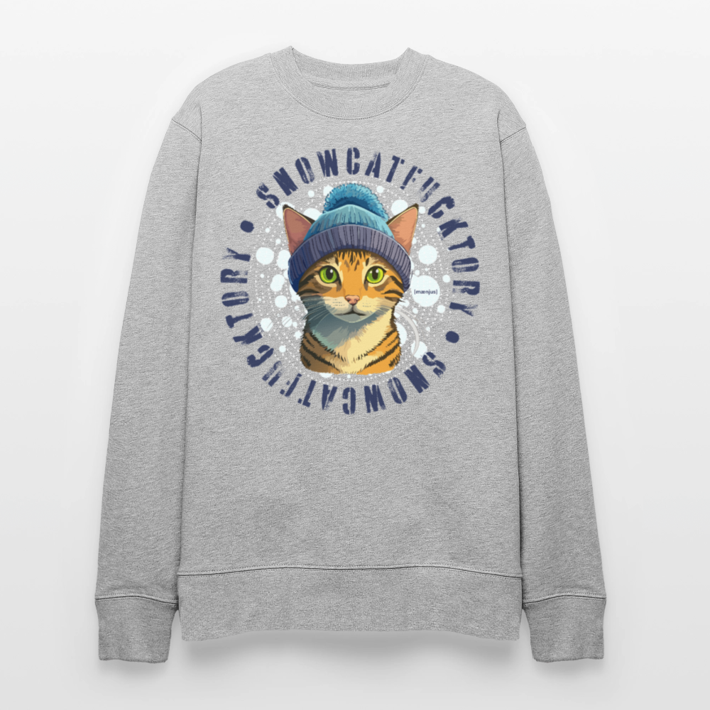 Unisex Bio-Sweatshirt mit SNOWCAT PRINT - Grau meliert