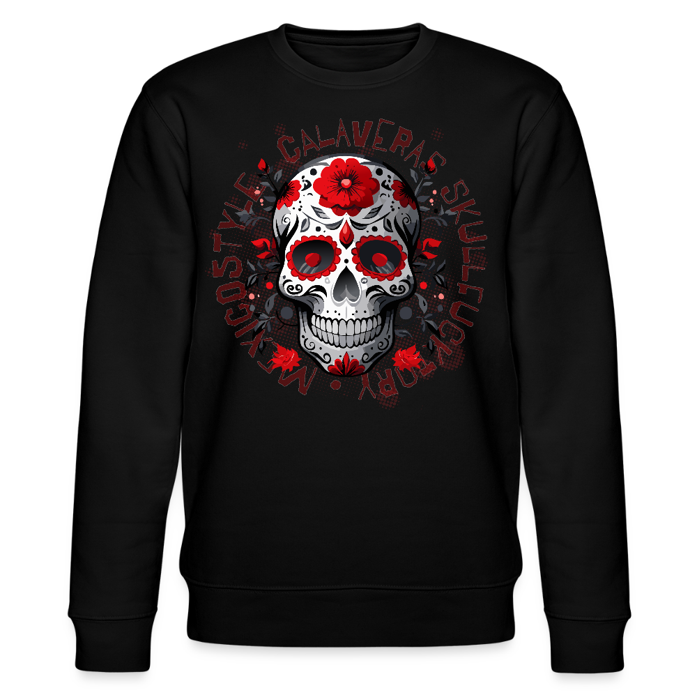 Unisex Bio-Sweatshirt mit CALAVERAS SKULL PRINT - Schwarz