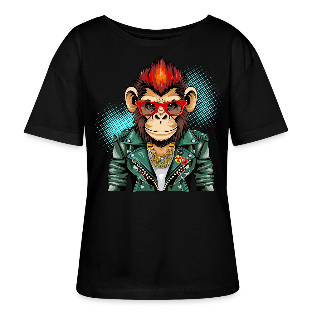 Frauen T-Shirt mit MONKEYPRINT - Schwarz