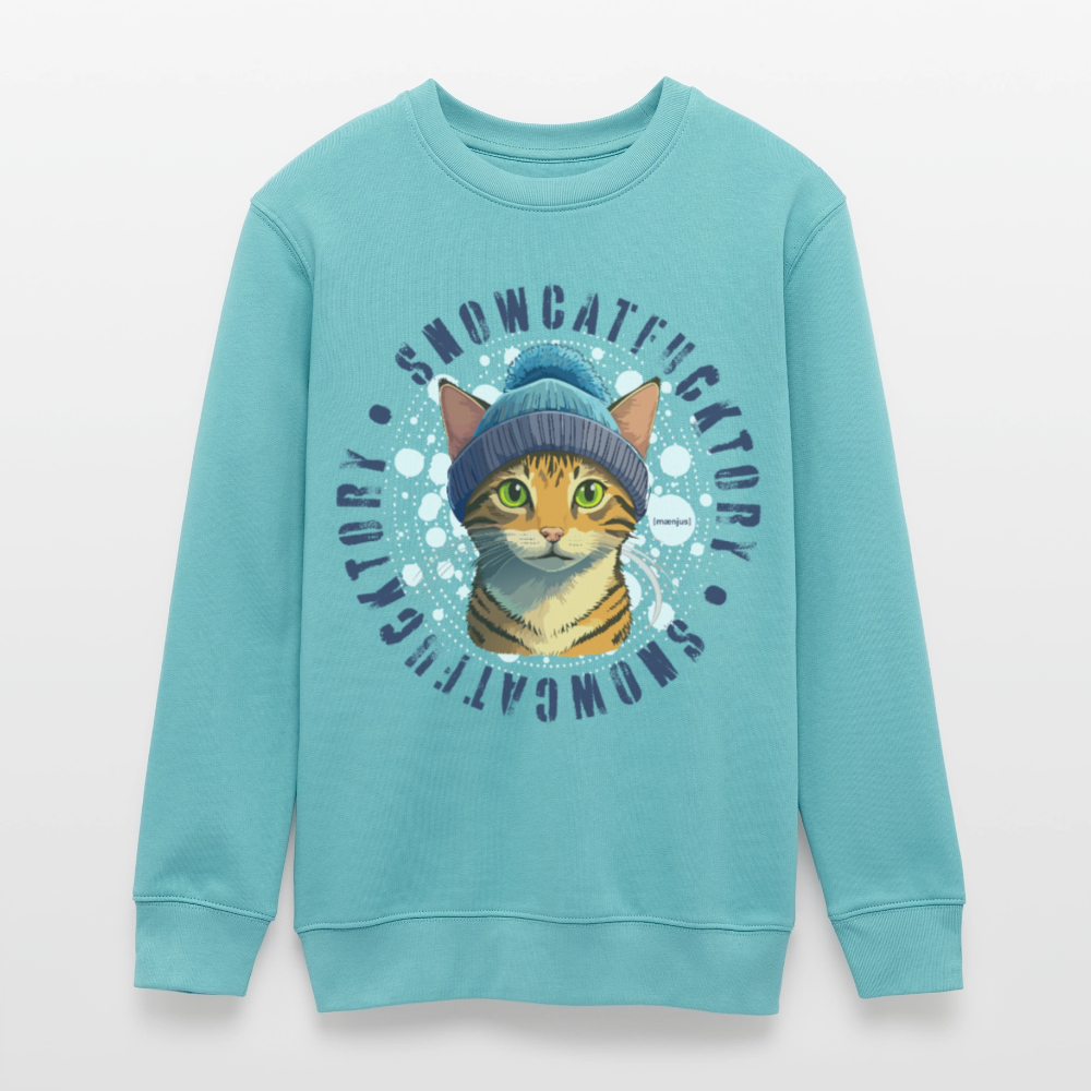 MNJS TEENS Bio Sweatshirt mit SNOWCATFUCKTORY PRINT - Pastelltürkis