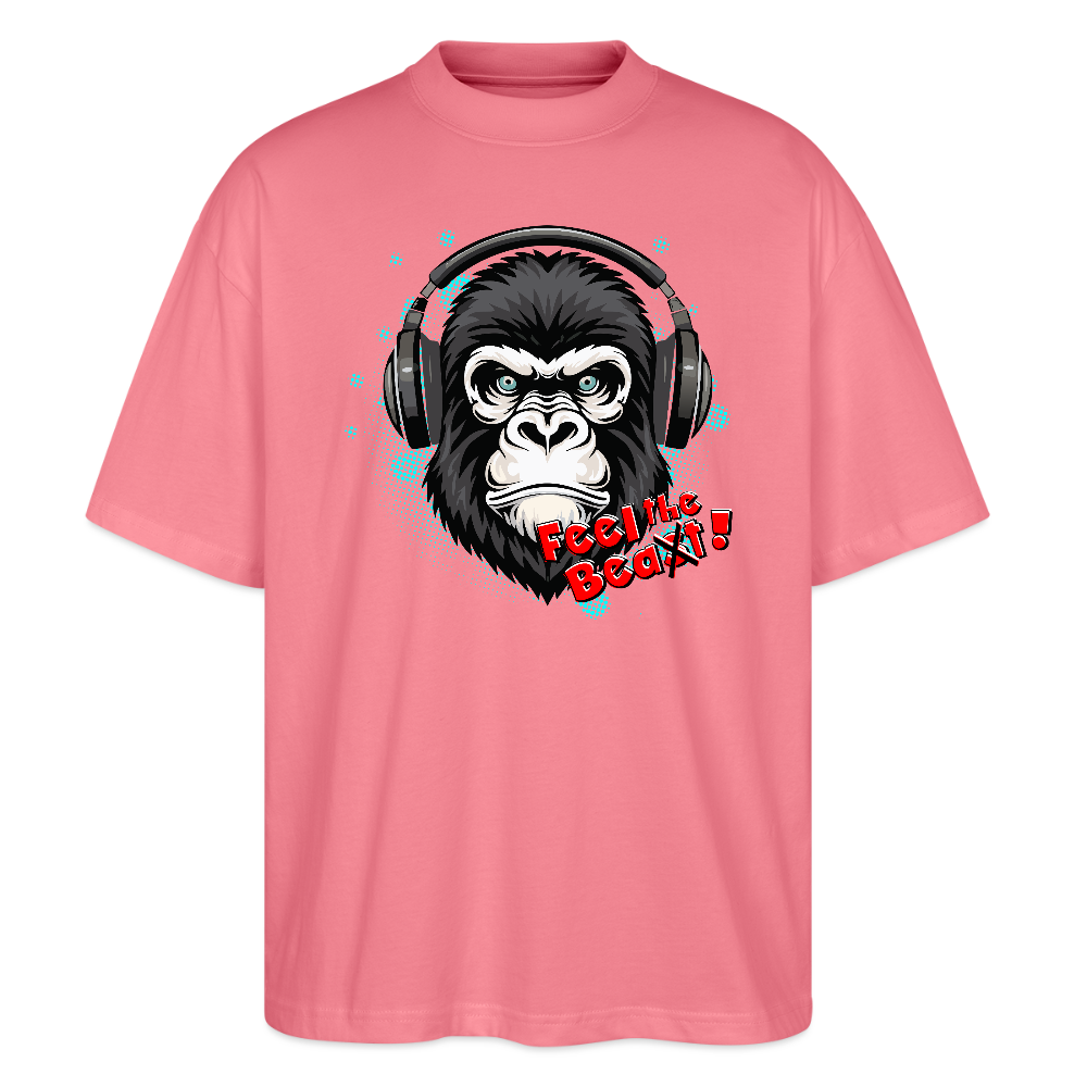 Oversized Unisex T-Shirt mit FEEL THE BEA(S)T PRINT - Pink 