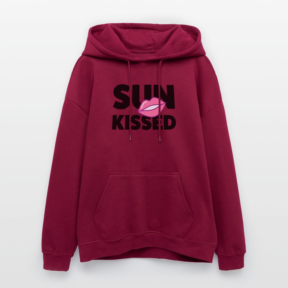 Oversized Unisex Hoodie mit SUN KISSED PRINT - Burgunderrot