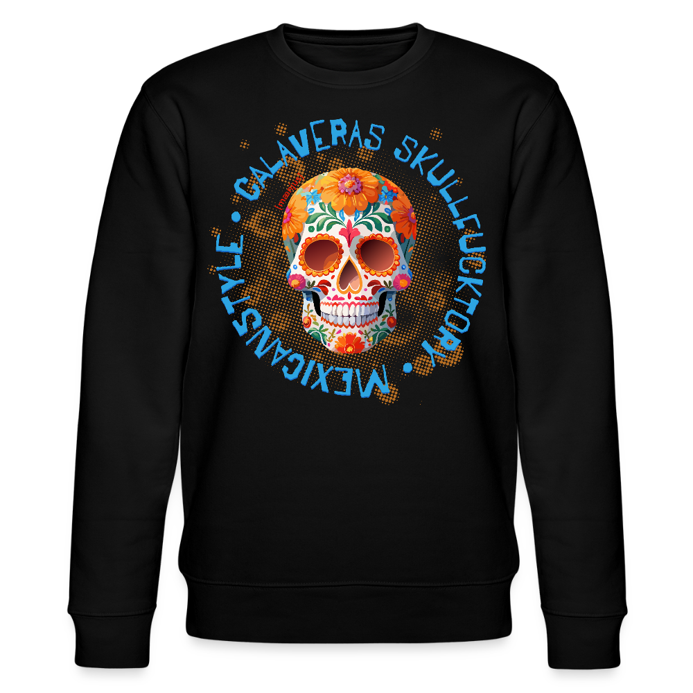 Unisex Bio-Sweatshirt mit CALAVERAS SKULL PRINT - Schwarz