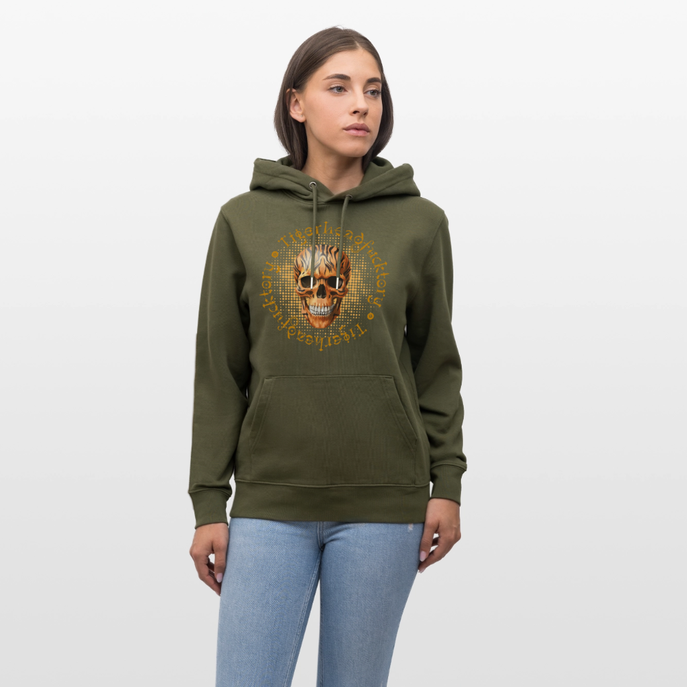Unisex Hoodie mit TIGERHEAD SKULL PRINT - Khaki Grün