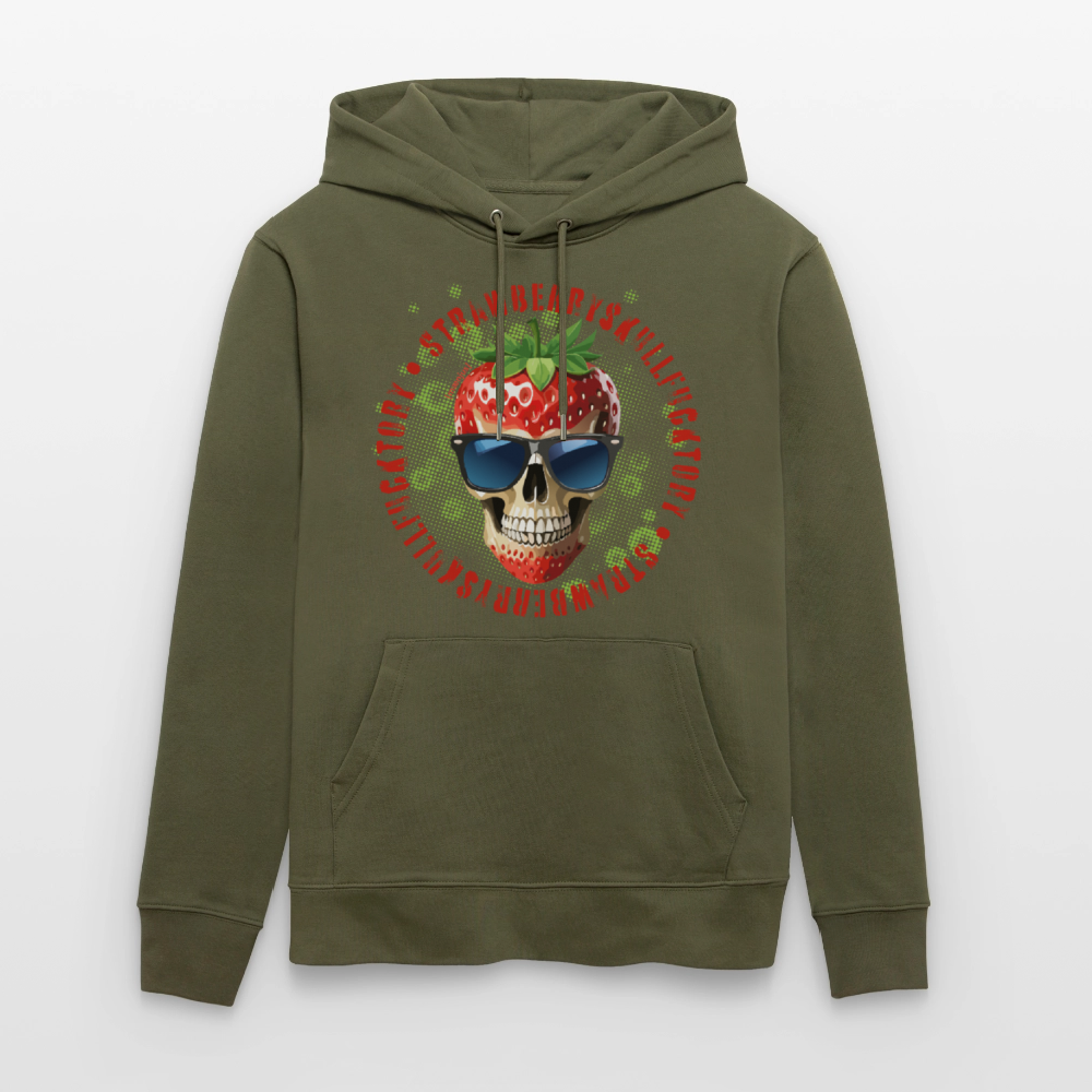 Unisex Hoodie mit STRAWBERRY SKULL PRINT - Khaki Grün