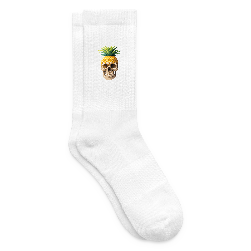Tennissocken mit ANANASSKULL Print - Weiß