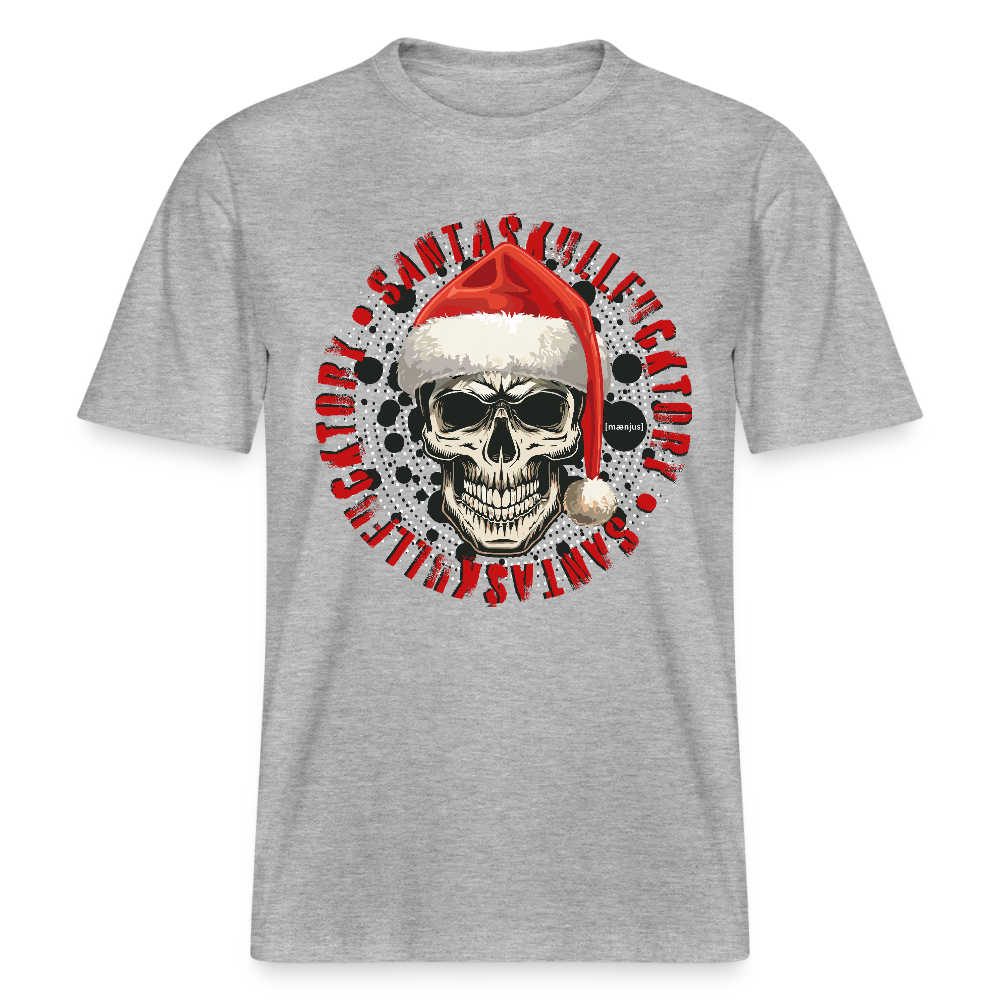 Unisex Bio-T-Shirt mit SANTASKULL FUCKTORY PRINT - Grau meliert