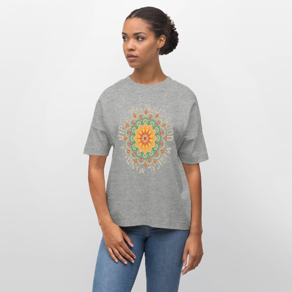 Oversized Unisex Bio T-Shirt mit MANDALA VIBES PRINT - Grau meliert