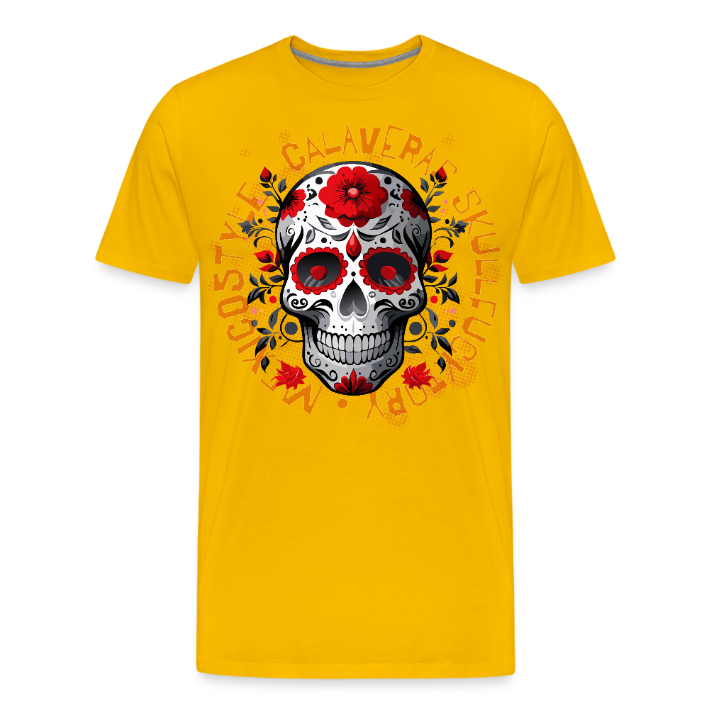 Männer Premium T-Shirt mit CALAVERAS SKULL PRINT - Sonnengelb