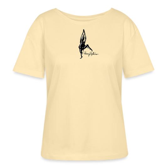 Relaxed Rundhals Frauen Bio-T-Shirt mit TUSCHEMÄNNCHEN PRINT - Creme