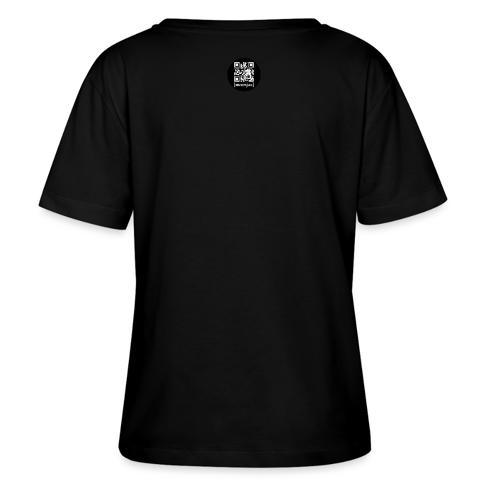 Relaxed Rundhals Frauen Bio-T-Shirt mit KEEP CALM PRINT - Schwarz