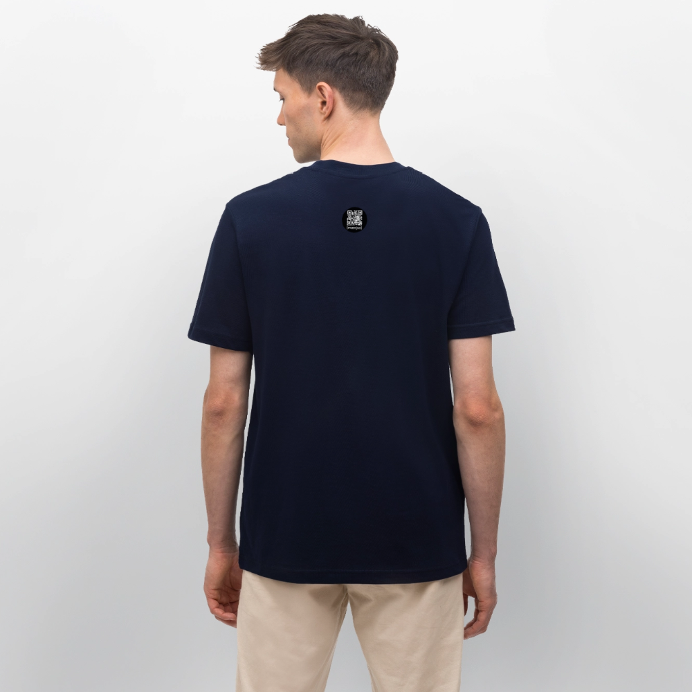 Unisex Bio-T-Shirt mit MAENJUS SUBMARINE SHIPYARD PRINT Vorderseite - Navy