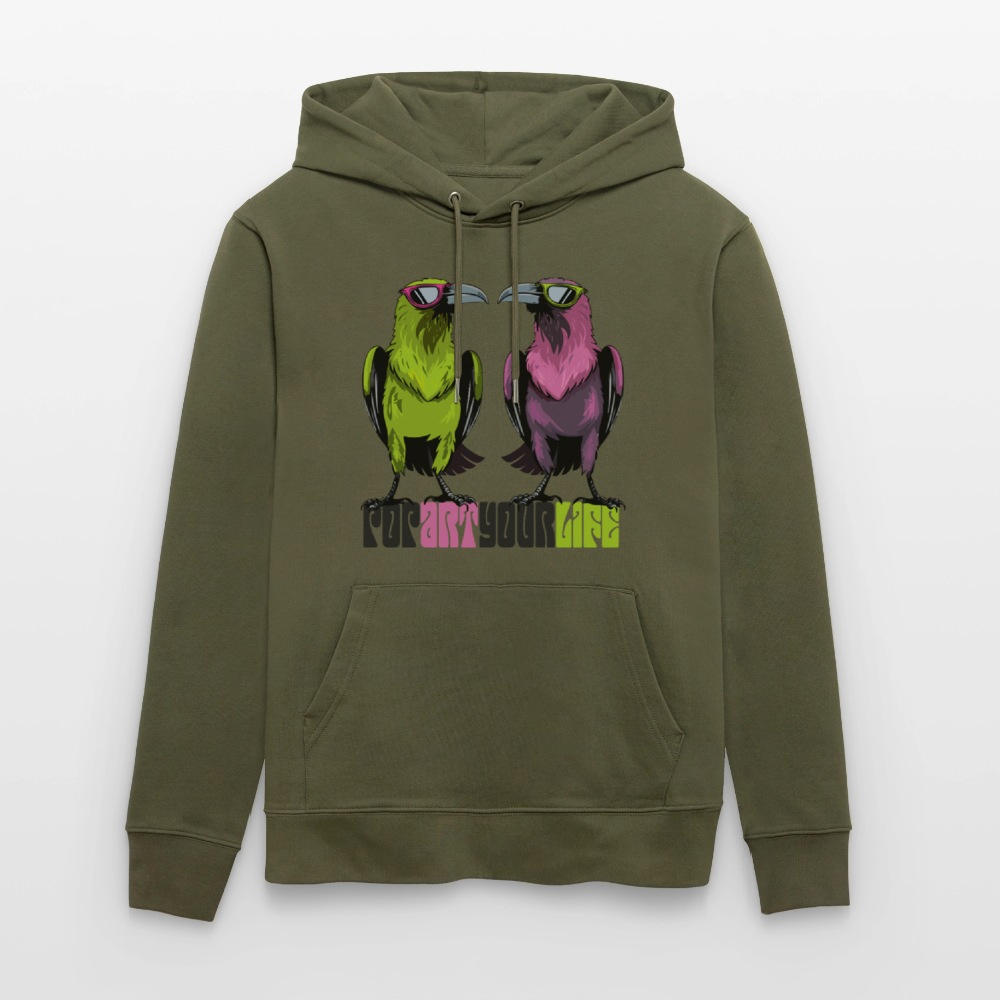 Unisex Hoodie mit POPART YOUR LIFE PRINT - Khaki Grün
