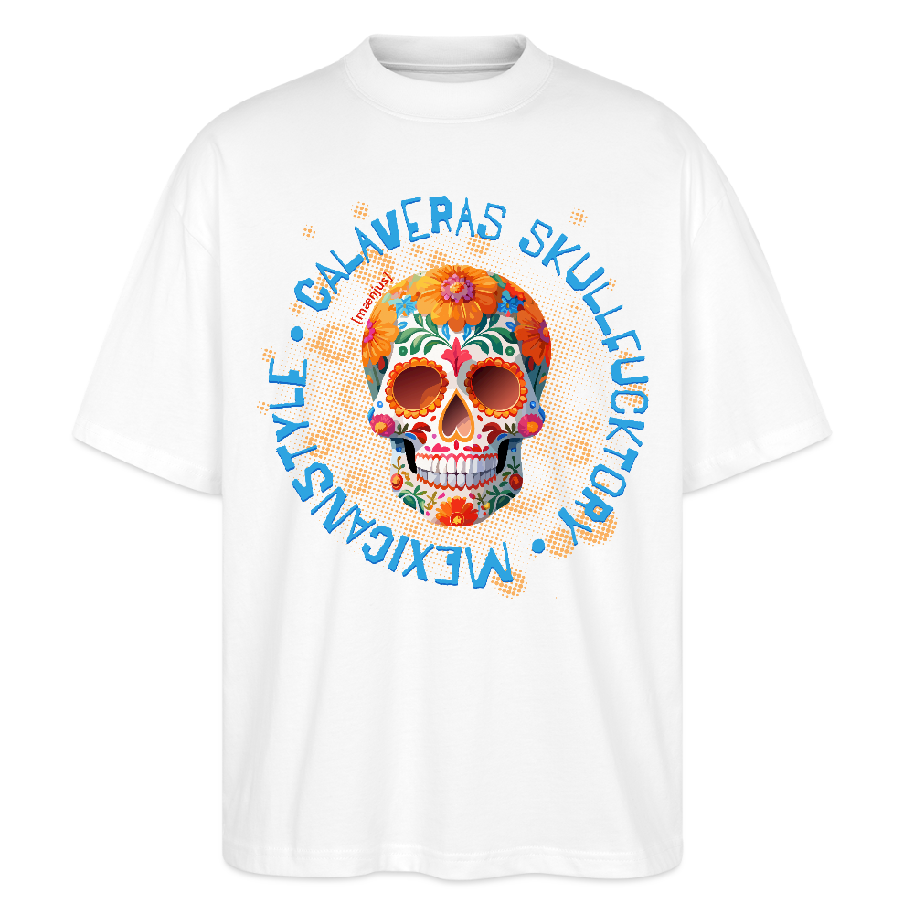 Oversized Unisex T-Shirt mit CALAVERAS SKULLPRINT - Weiß