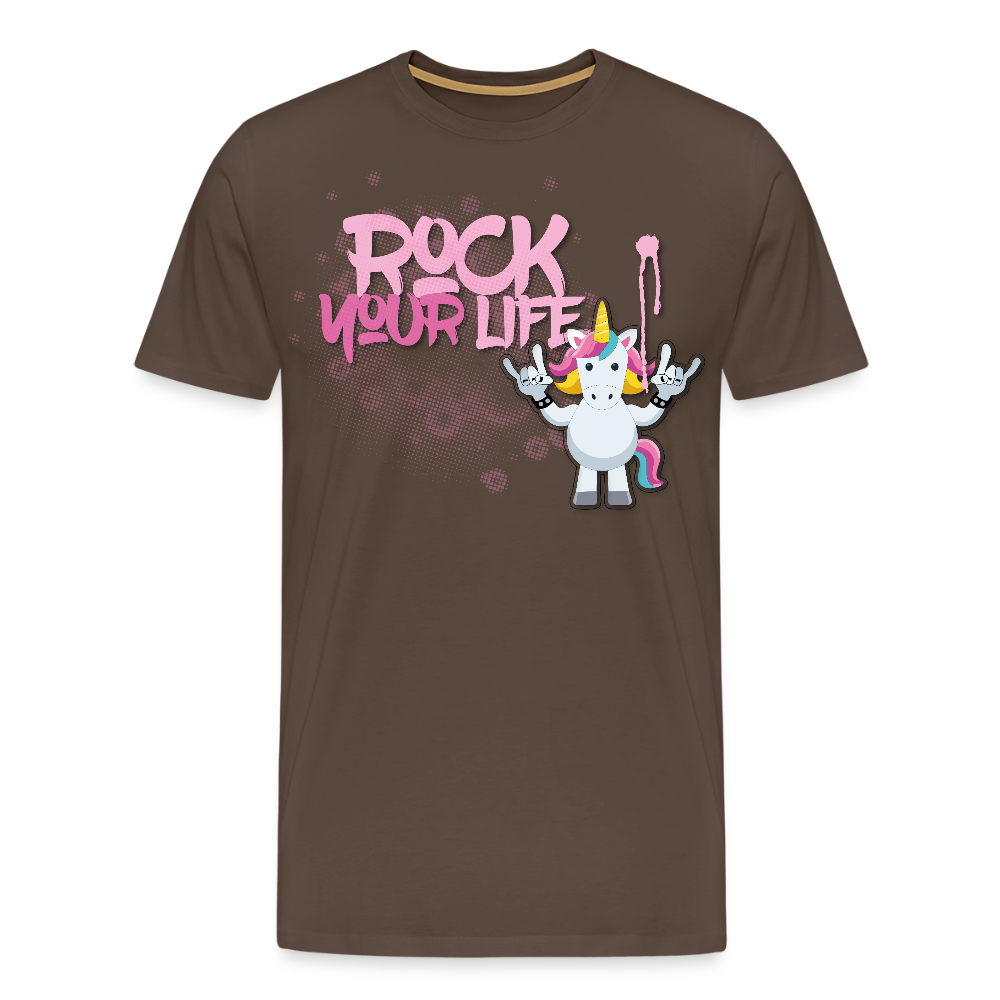 Männer Premium T-Shirt mit ROCK YOUR LIFE PRINT - Edelbraun