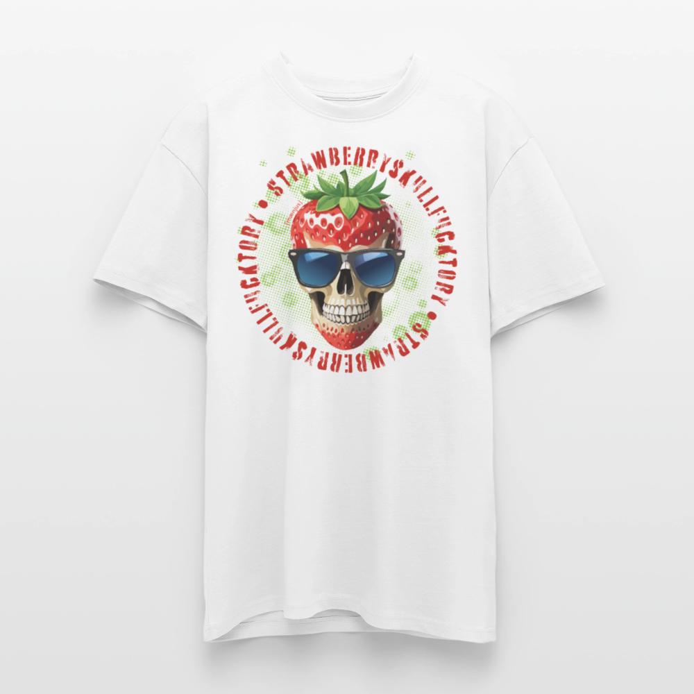 Heavy Oversize T-Shirt mit STRAWBERRY SKULL PRINT - Weiß
