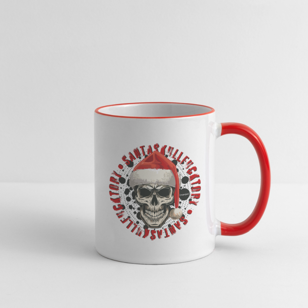 Tasse zweifarbig mit SANTASKULL FUCKTORY PRINT - Weiß/Rot