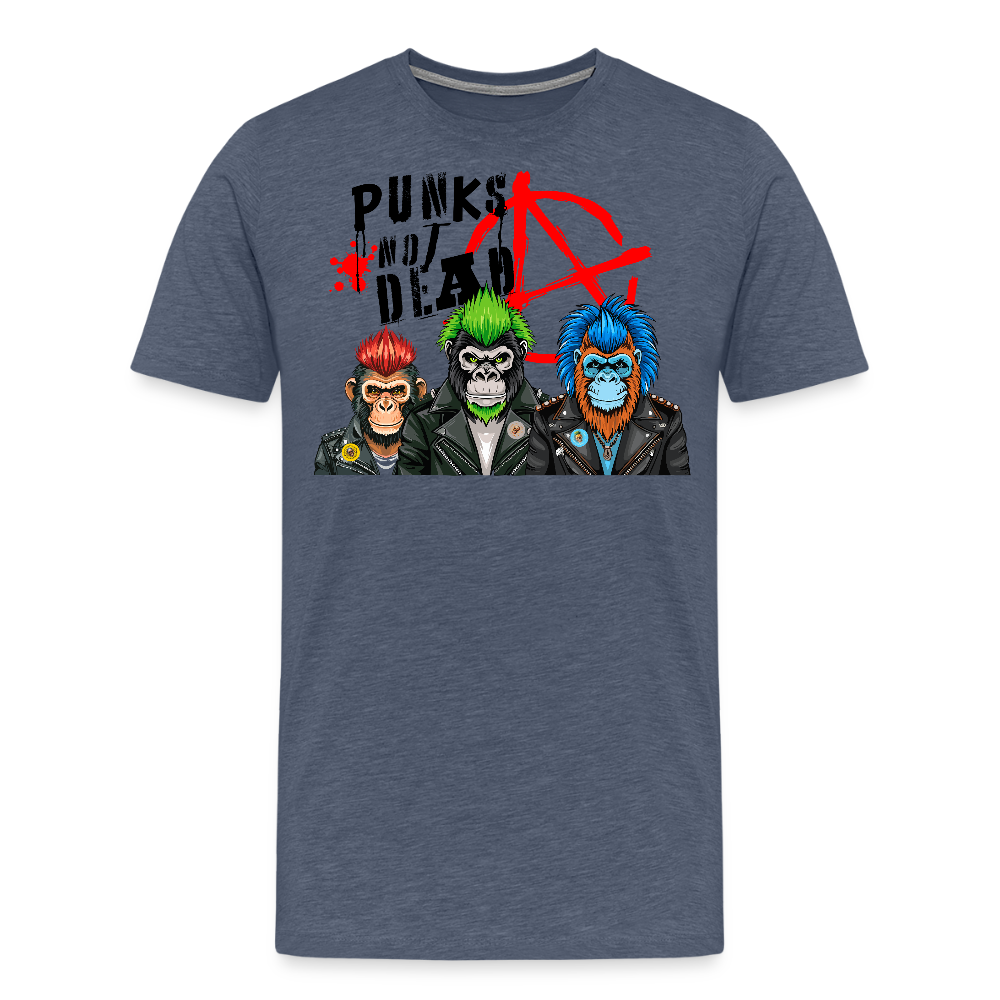 Männer Premium T-Shirt mit PUNKS NOT DEAD PRINT - Blau meliert