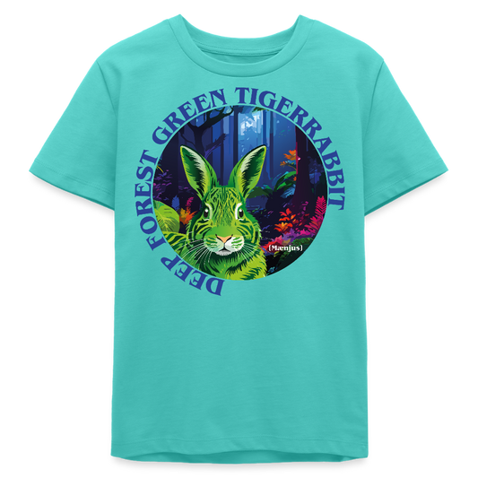 MNJS TEENS Bio T-Shirt mit DEEP FOREST GREEN TIGERRABBIT PRINT - Poolblau