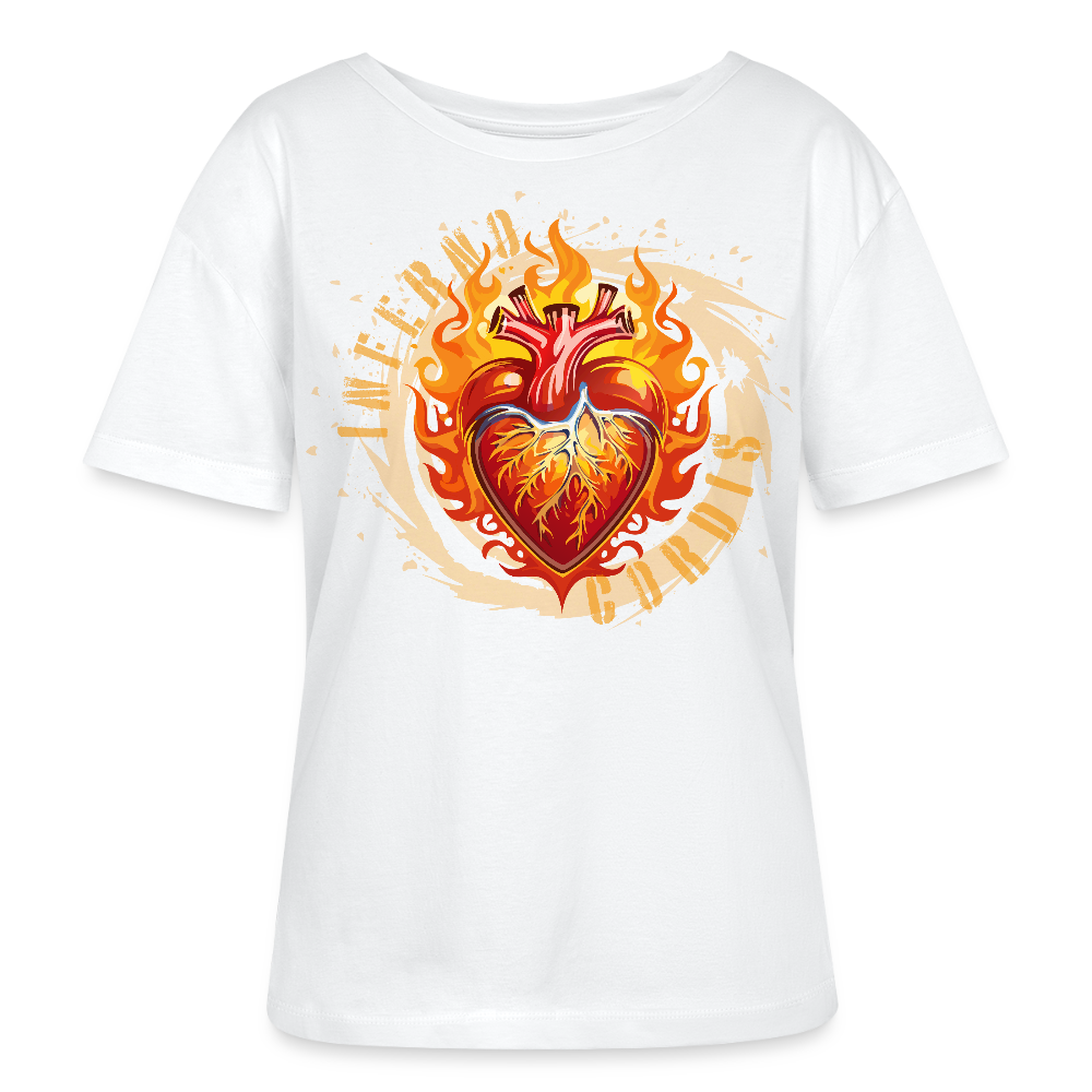 Frauen T-Shirt mit FEUERHERZ ORANGE PRINT - Weiß