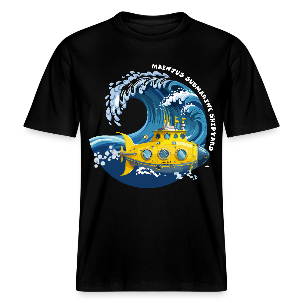 Unisex Bio-T-Shirt mit MAENJUS SUBMARINE SHIPYARD PRINT Vorderseite - Schwarz