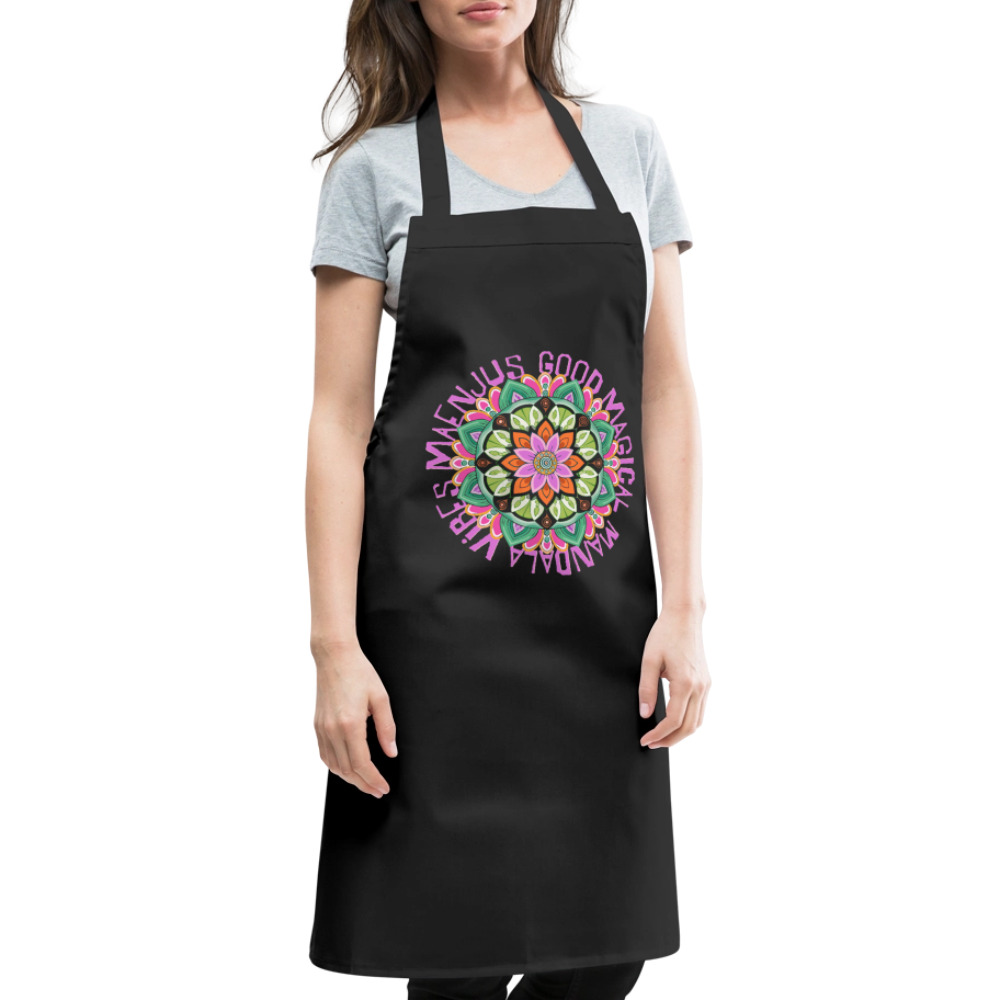 Kochschürze mit Mandala Vibes Motiv V - Schwarz