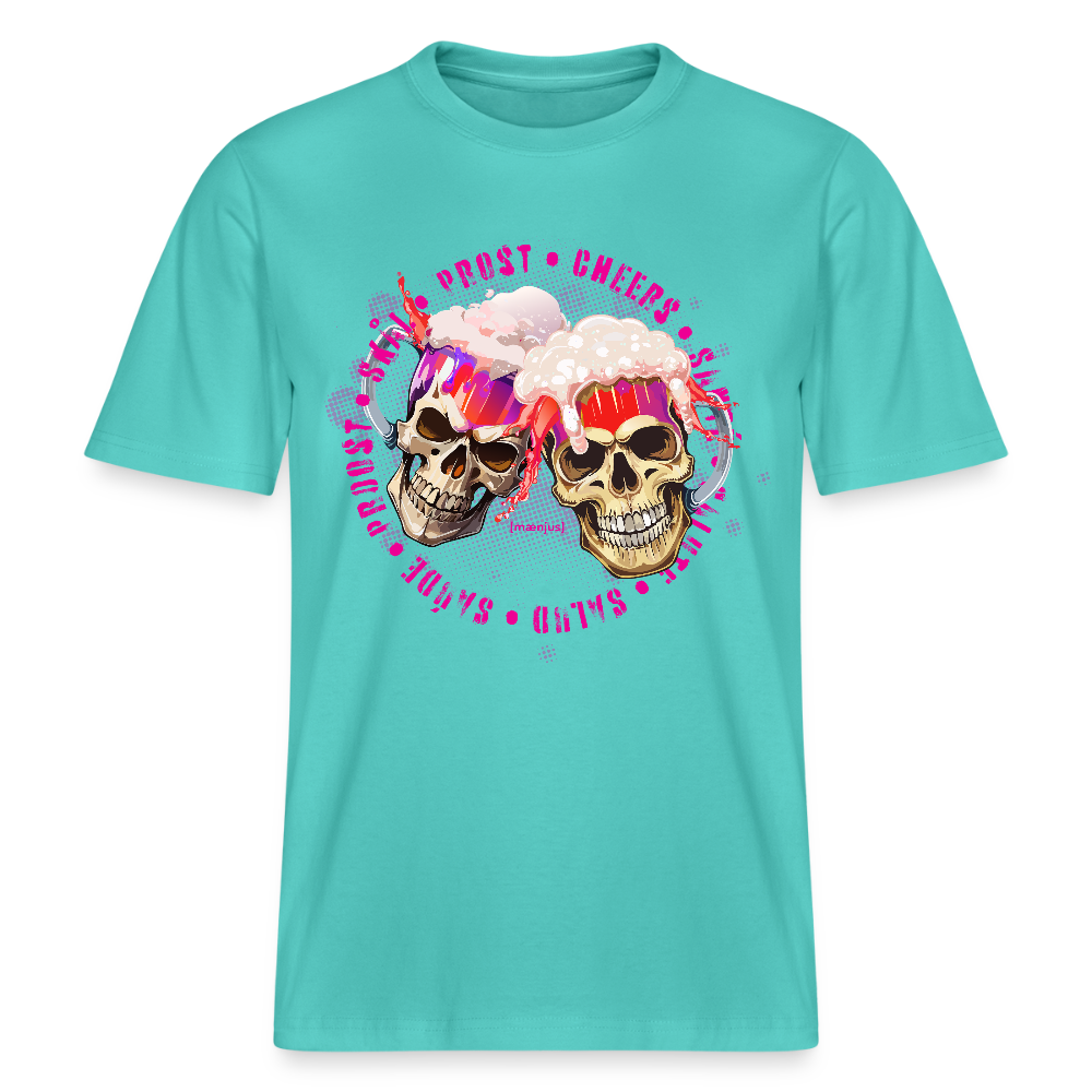 Unisex Bio-T-Shirt mit OKTOBERFEST SKULL GIRL PRINT - Poolblau