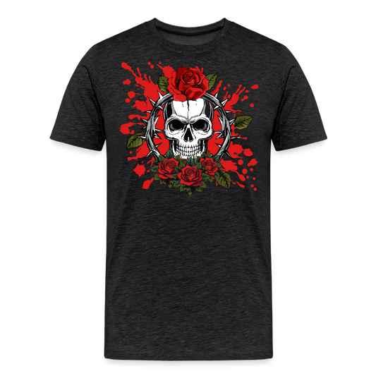 Männer Premium T-Shirt mit ROSENSKULL PRINT - Anthrazit