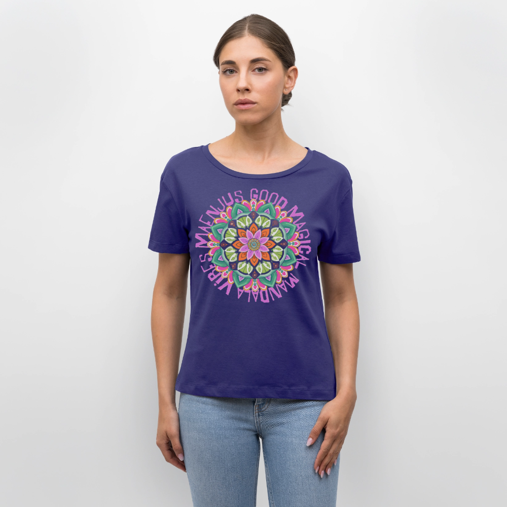 Rundhals Frauen Bio-T-Shirt mit Mandala Vibes PRINT - Dämmerung