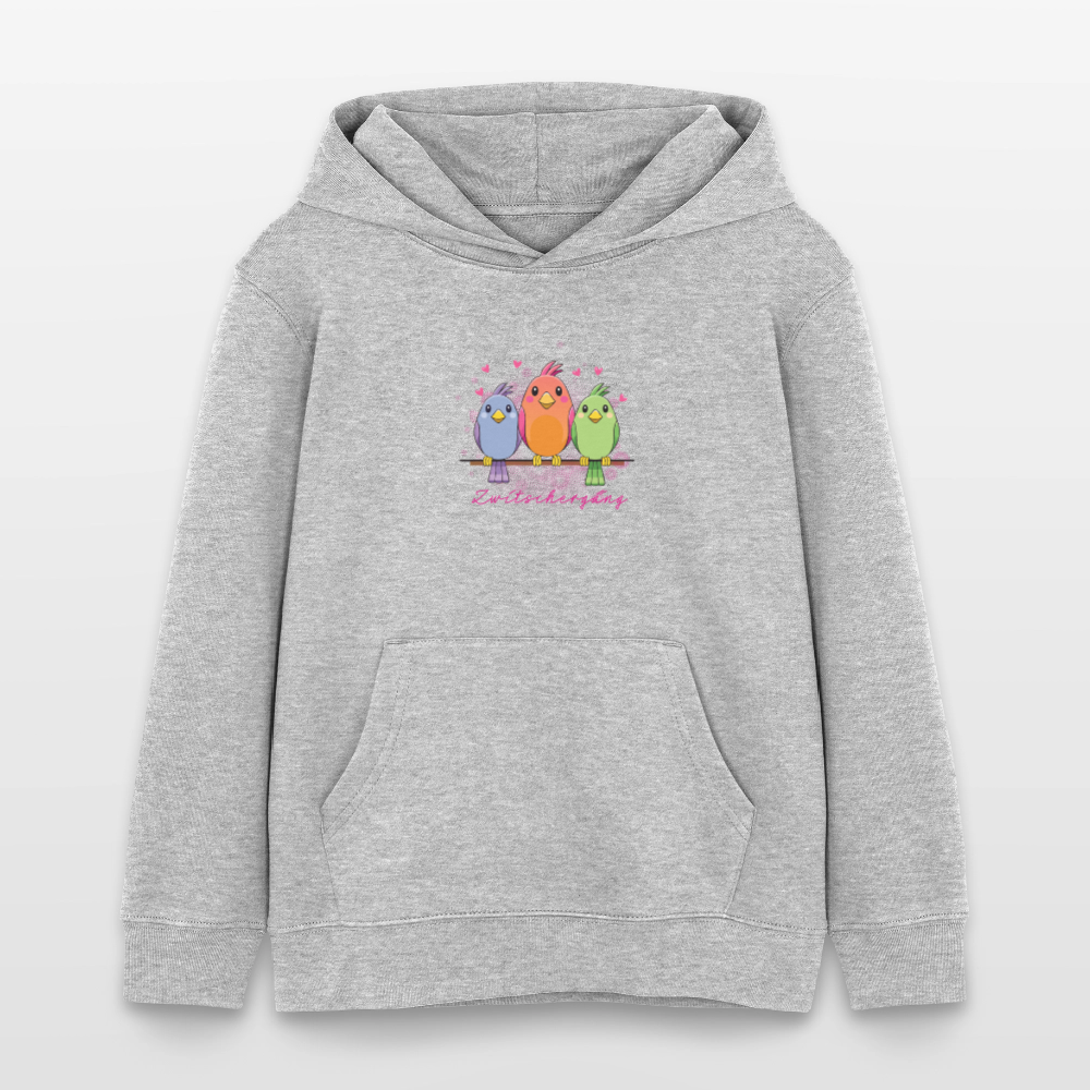 MNJS KIDS Bio-Hoodie mit ZWITSCHERGÄNG PRINT - Grau meliert