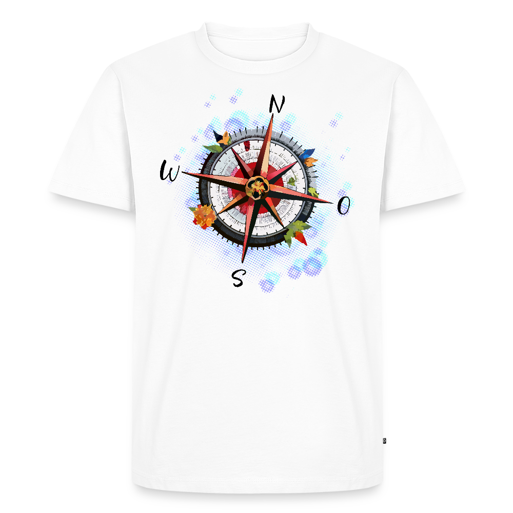 Männer Premium T-Shirt mit WINDROSE PRINT - Weiß