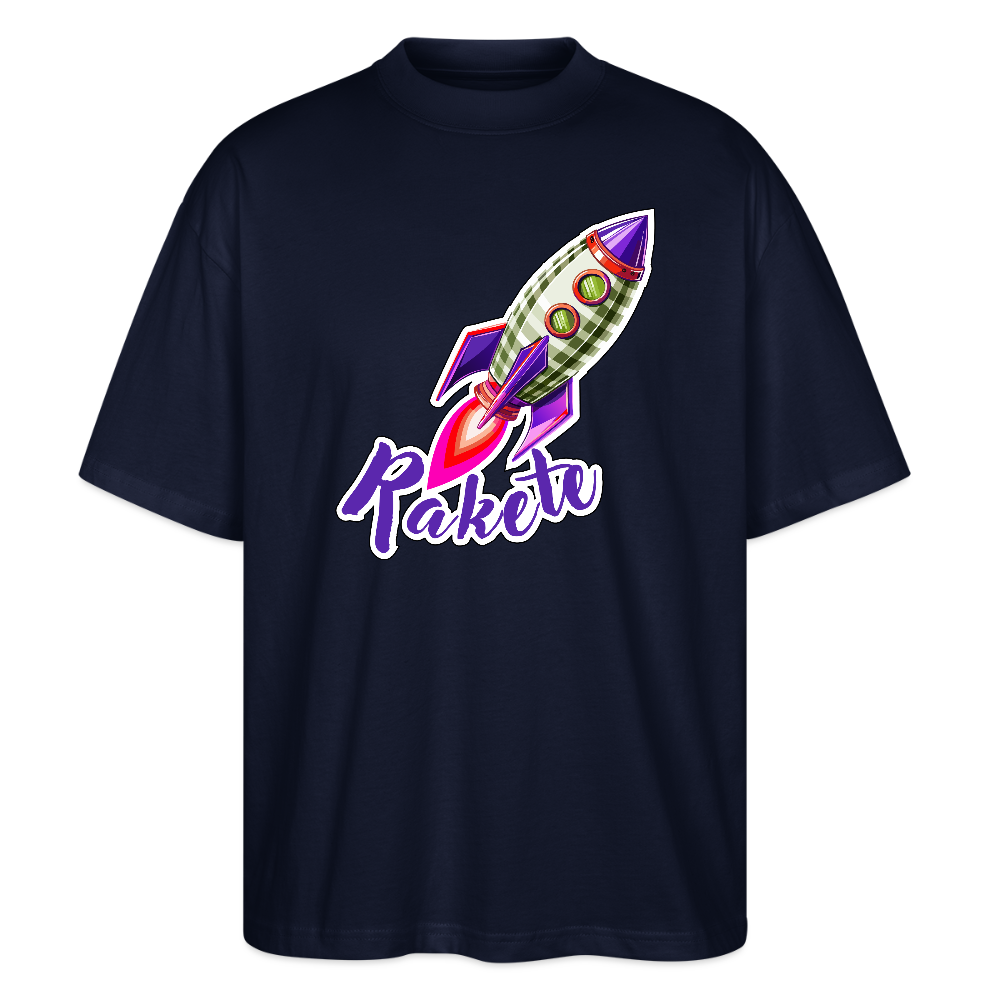 Oversized Unisex T-Shirt mit RAKETE PRINT - Navy