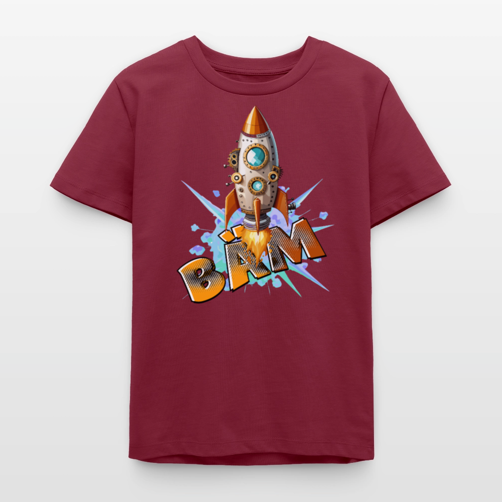 MNJS TEENS Bio T-Shirt mit BÄM PRINT - Burgunderrot