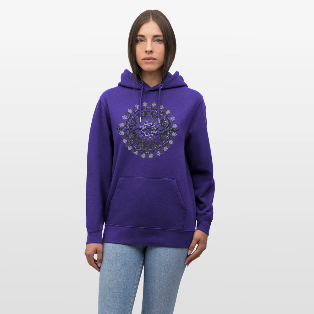 Unisex Bio-Hoodie mit BLACK MANDALA PRINT - Purple Love 