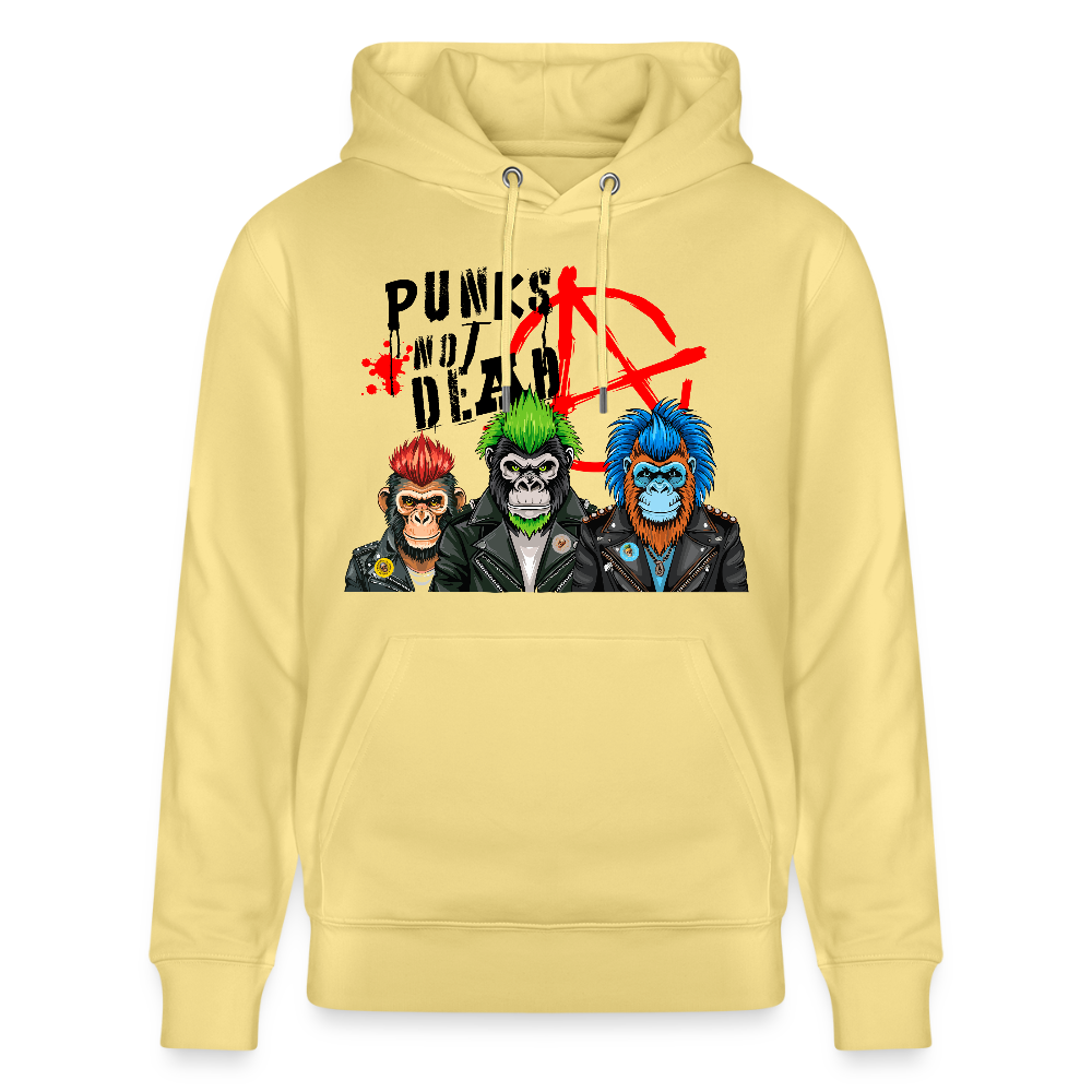 Unisex Hoodie mit PUNKS NOT DEAD PRINT - Gelb Viva 