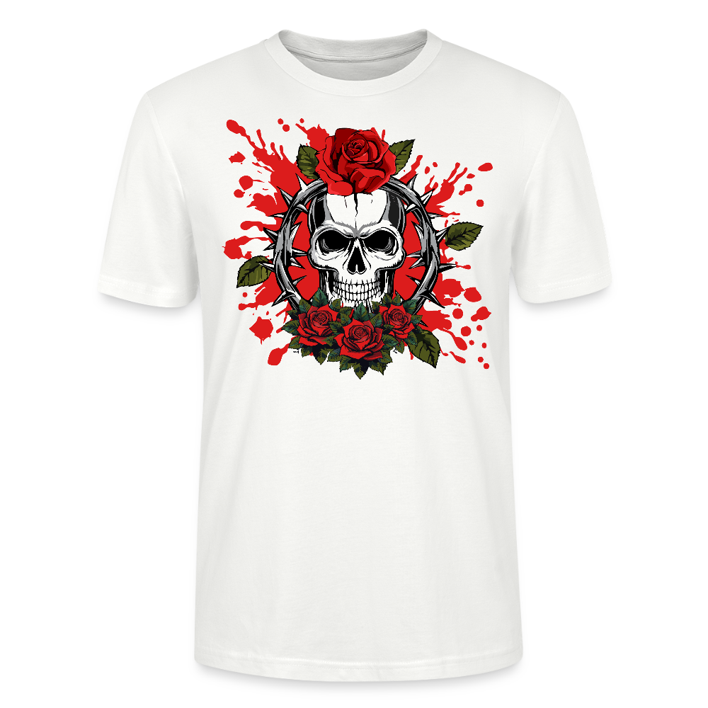 Unisex T-Shirt mit ROSEN SKULL PRINT Vorderseite - Weiß