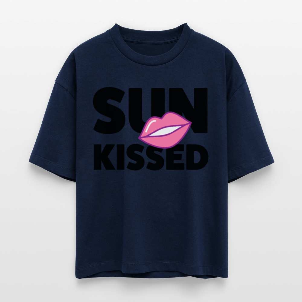 Frauen Boxy Bio-T-Shirt mit SUN KISSED PRINT - Navy