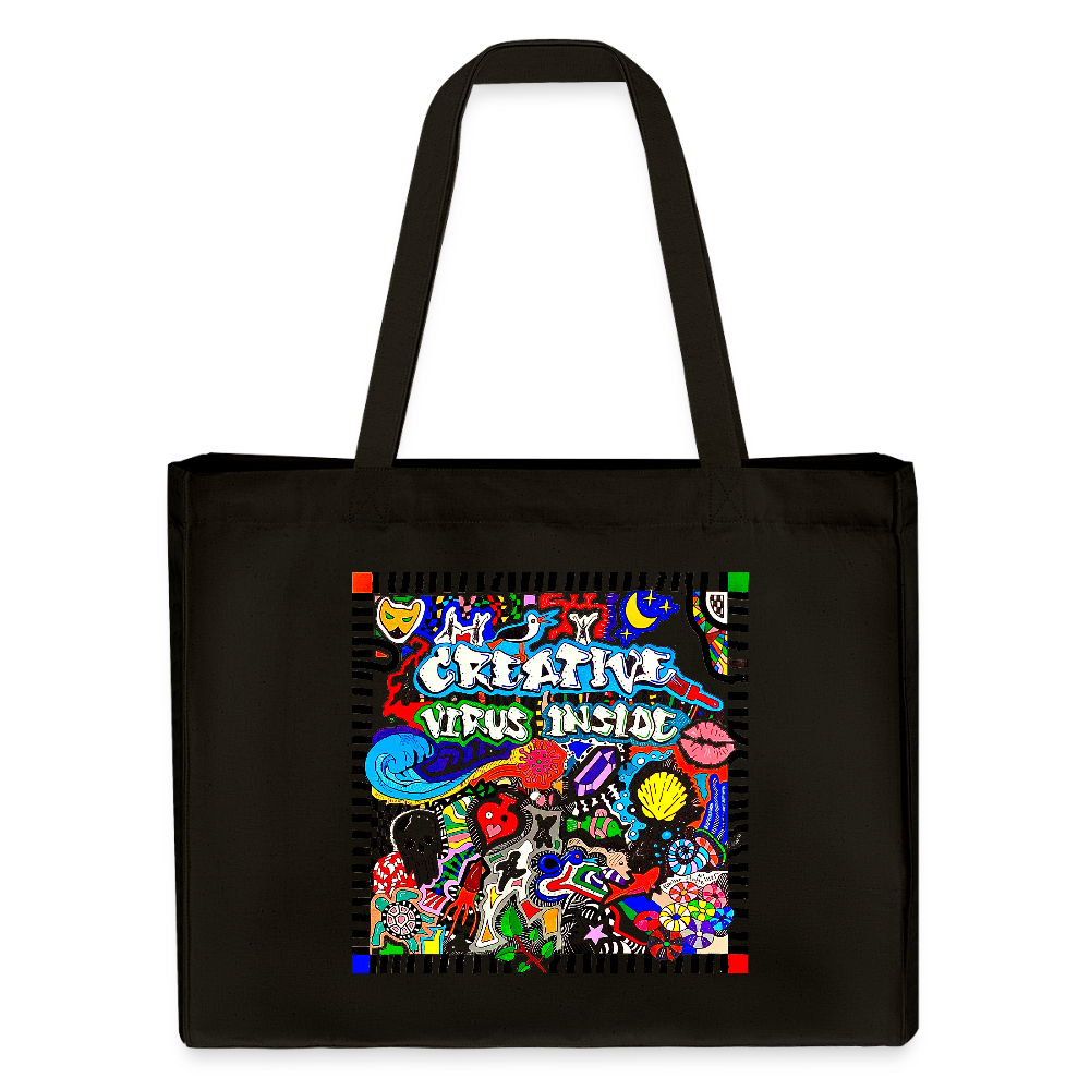 Recycelter Shopping Bag mit CREATIVE VIRUS INSIDE PRINT - Schwarz