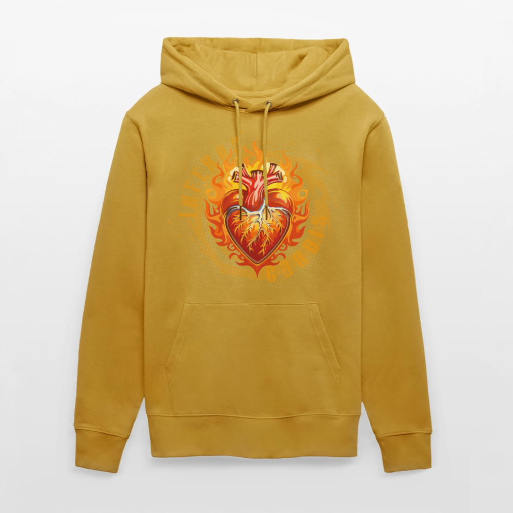 Unisex Bio-Hoodie mit FEUERHERZ PRINT - Ocker