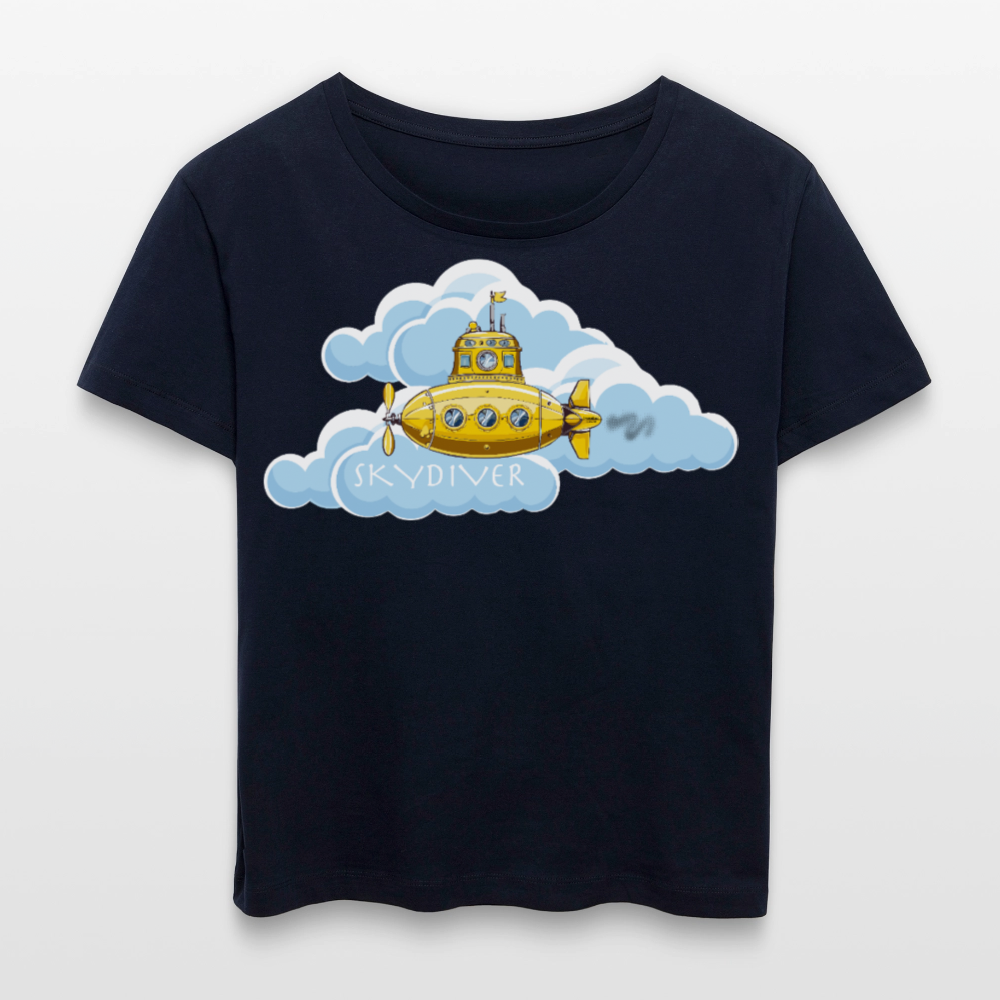Relaxed Rundhals Frauen Bio-T-Shirt mit SKYDIVER SHIPYARD PRINT - Navy