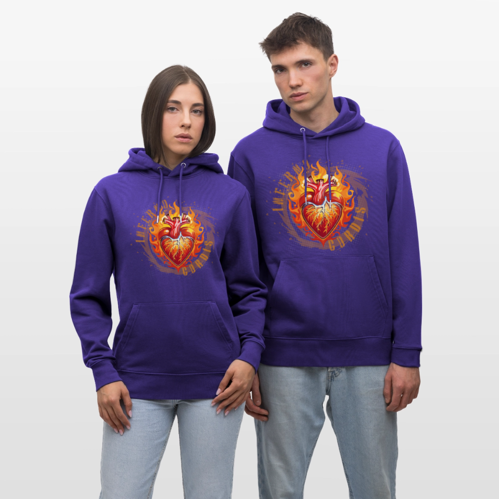 Unisex Bio-Hoodie mit FEUERHERZ PRINT - Purple Love 