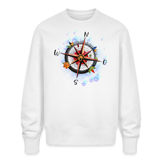 Unisex Oversize Pullover mit WINDROSE PRINT - Weiß