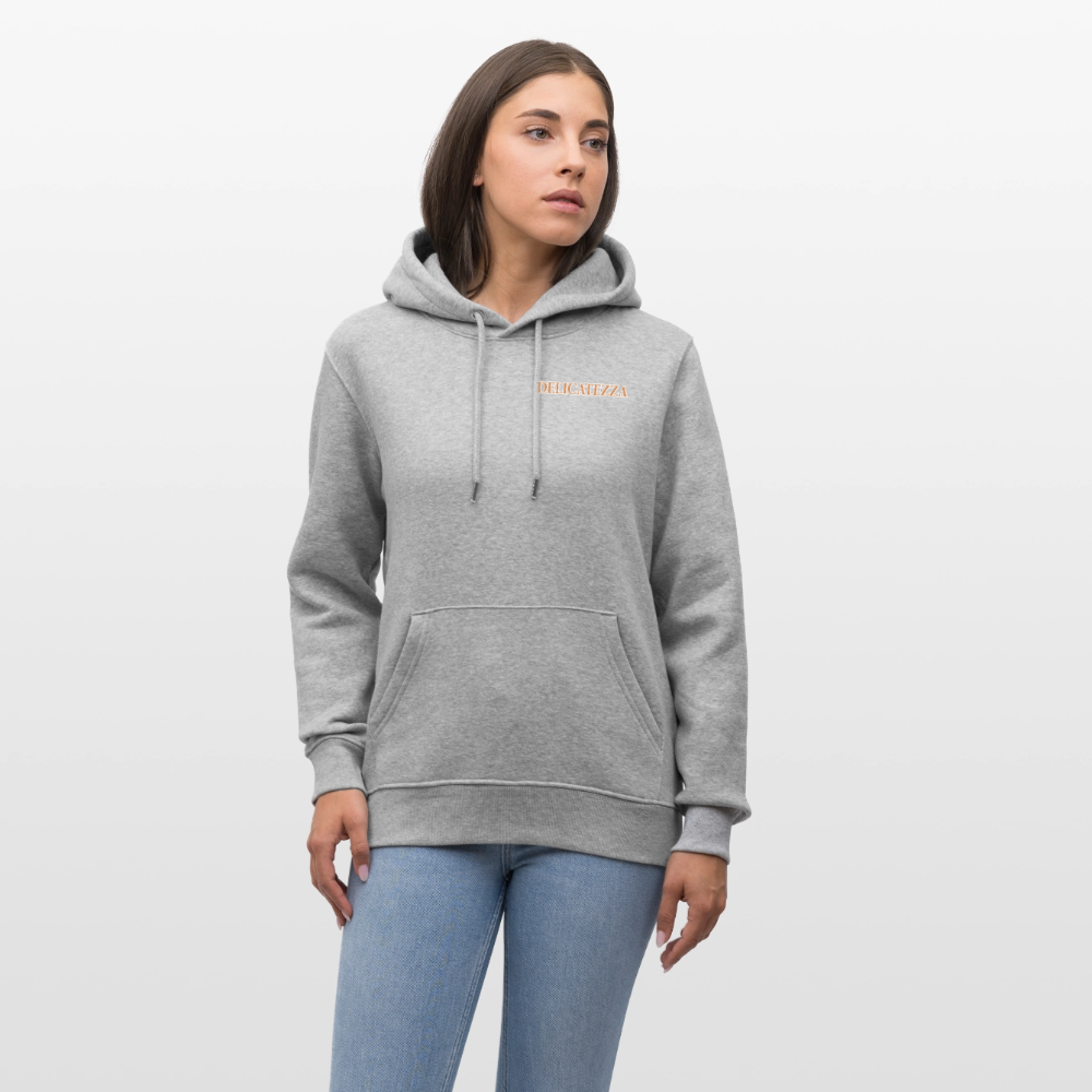 Unisex Hoodie mit DELICATEZZA SARDINE PRINT Vorder- und Rückseite - Grau meliert