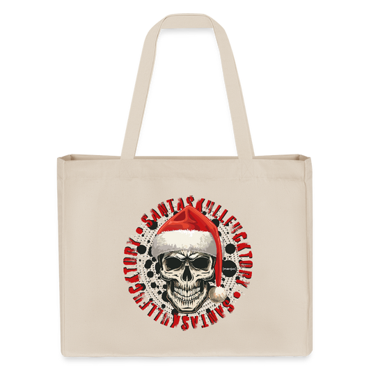 Recycelter Shopping Bag mit SANTASKULL PRINT - Naturweiß